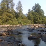 Facing west at the river